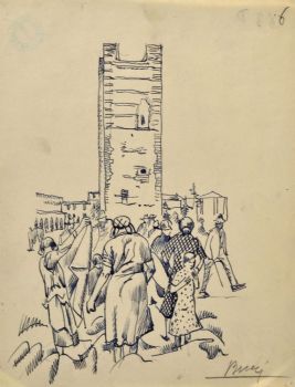 Spagna, mercato sotto la torre, 1934